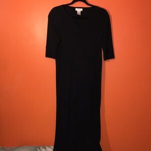 Classic Black Dress 1/2 Sleeve Long/ Modest 100% Cotton Woman’s Small Petite 2/4